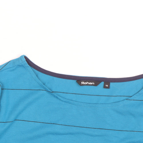 Rohan Womens Blue Striped Long Sleeve Boat Neck Top Size 14