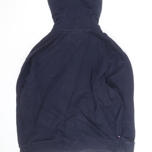 Tommy Jeans Men's Blue Pullover Hoodie Small Embroidered Logo