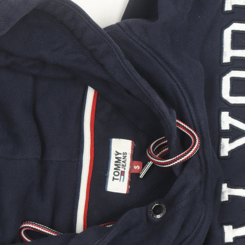 Tommy Jeans Men's Blue Pullover Hoodie Small Embroidered Logo