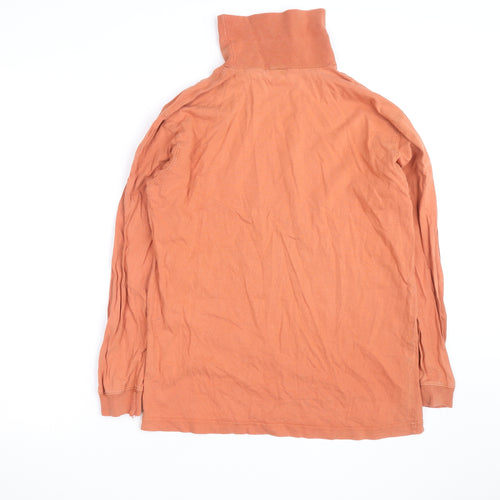 Cotton Traders Women's Orange Roll Neck Long Sleeve Cotton Top Size S