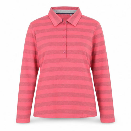 Rohan Womens Pink Striped Long Sleeve Polo Shirt Size 14