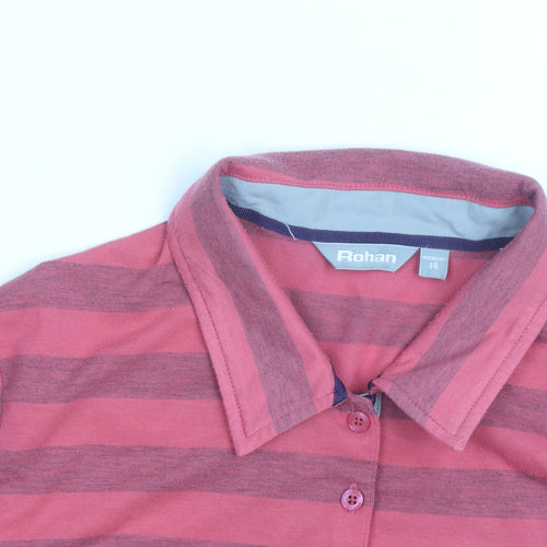 Rohan Womens Pink Striped Long Sleeve Polo Shirt Size 14