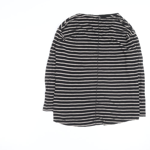 FatFace Women’s Black Striped Long Sleeve V-Neck Cotton T-Shirt Size 6