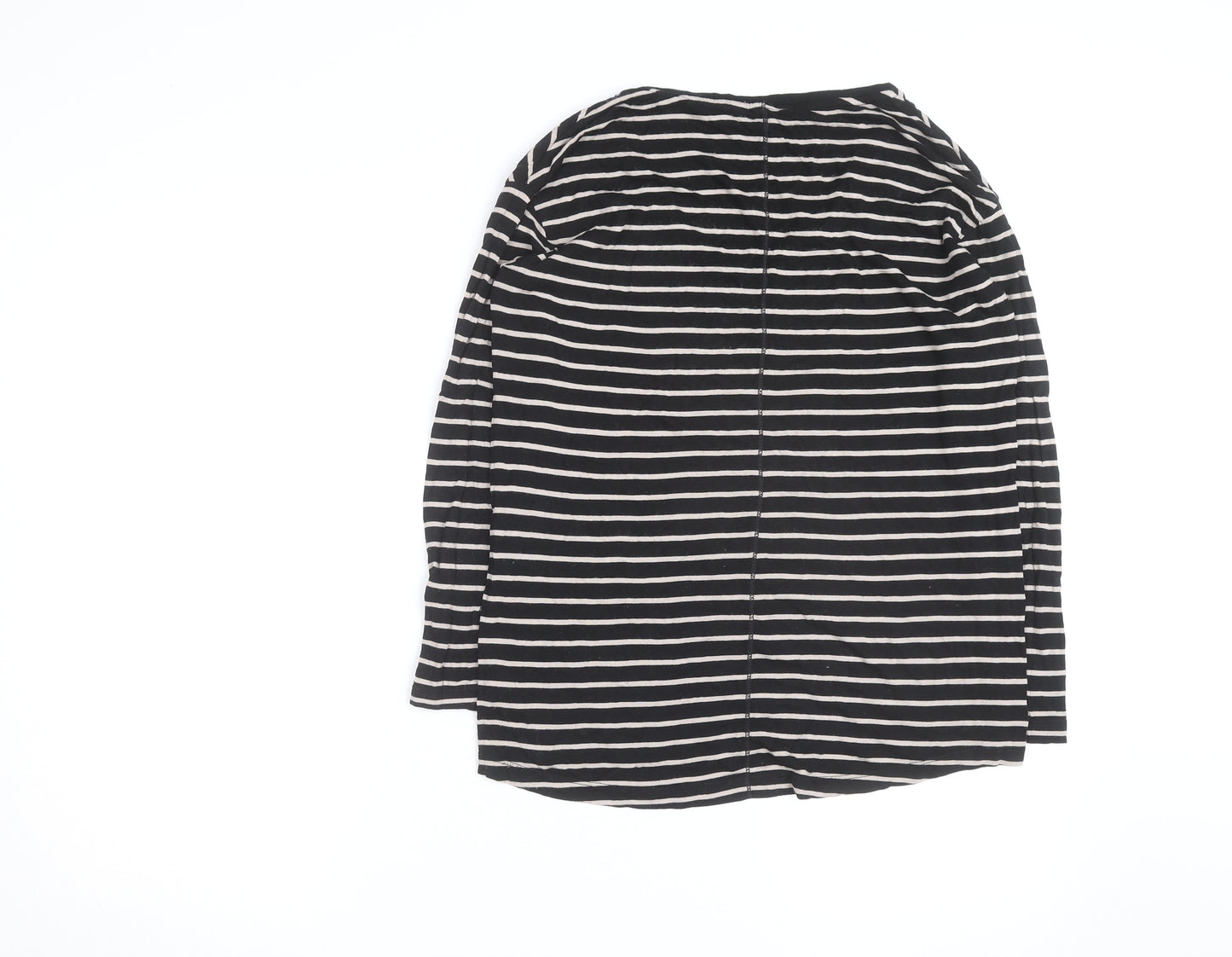 FatFace Women’s Black Striped Long Sleeve V-Neck Cotton T-Shirt Size 6