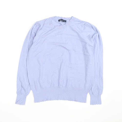 Crew Clothing Women Blue Cotton Crew Neck Jumper Size 14