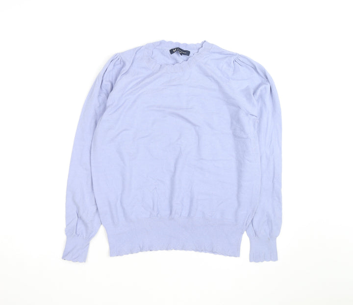 Crew Clothing Women Blue Cotton Crew Neck Jumper Size 14