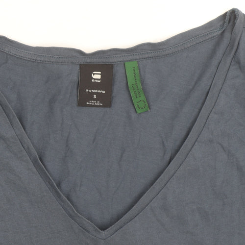 G-Star RAW Women's Blue V-Neck Long Sleeve Cotton T-Shirt Size S