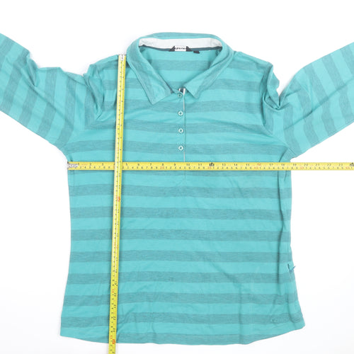 Rohan Women's Blue Striped Long Sleeve Collared Polo Shirt Size 14