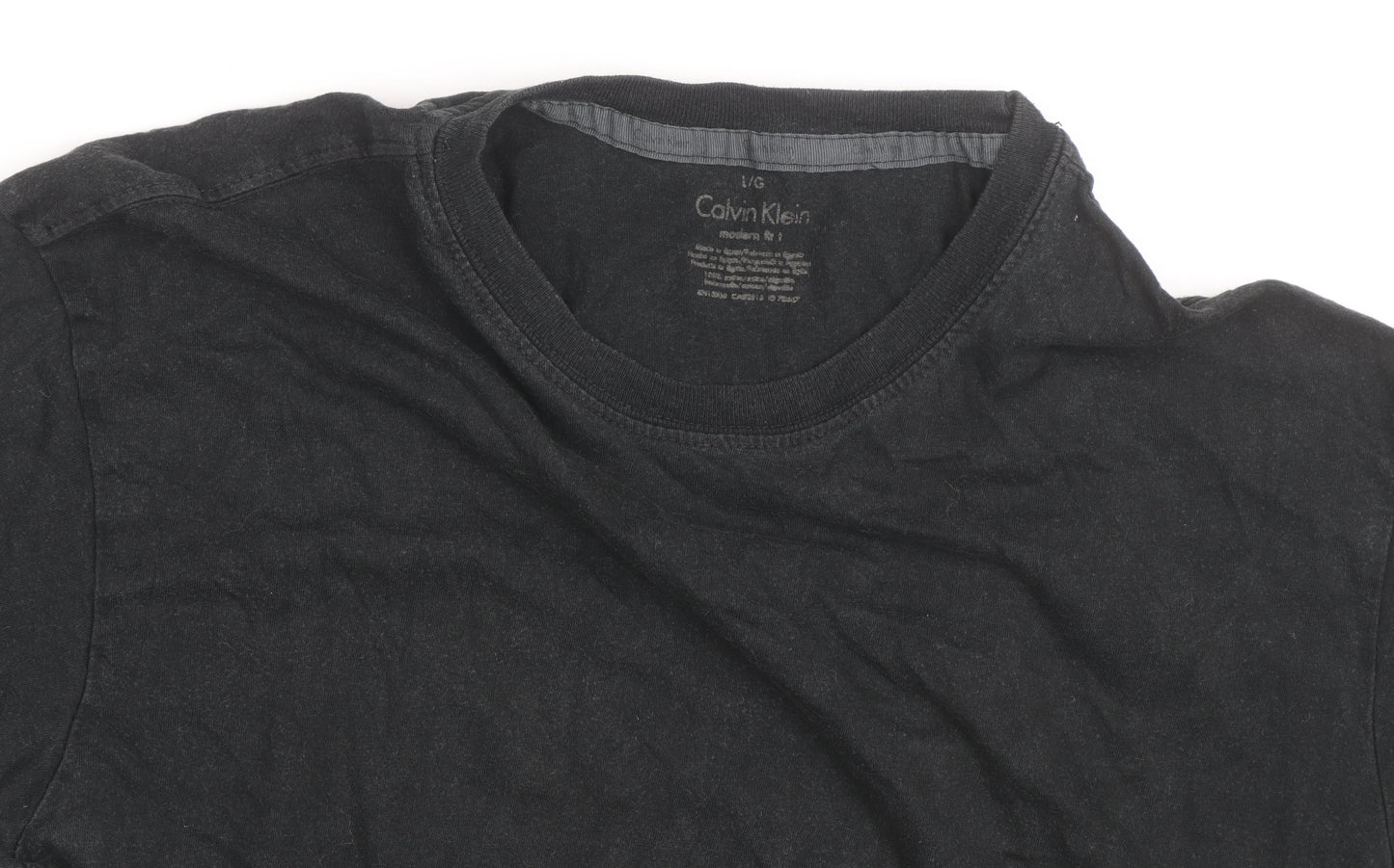 Calvin Klein Men's Black Cotton Crew Neck T-Shirt Size L