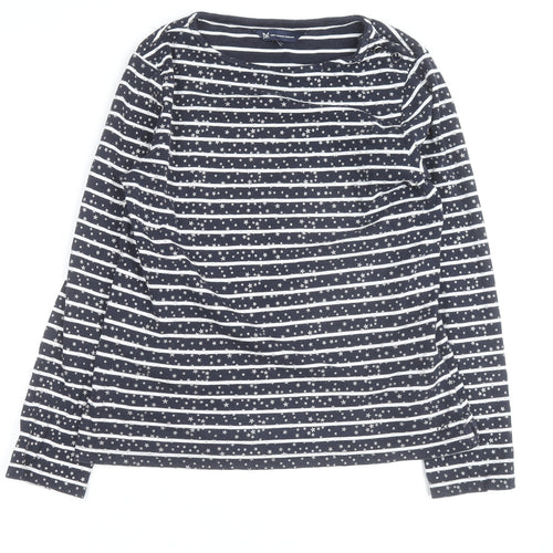 Crew Clothing Company Women’s Blue Striped Star Long Sleeve Cotton T-Shirt Size 12