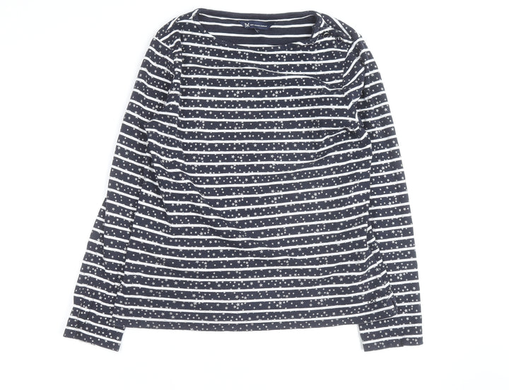 Crew Clothing Company Women’s Blue Striped Star Long Sleeve Cotton T-Shirt Size 12