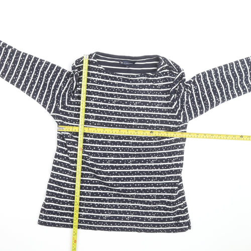 Crew Clothing Company Women’s Blue Striped Star Long Sleeve Cotton T-Shirt Size 12