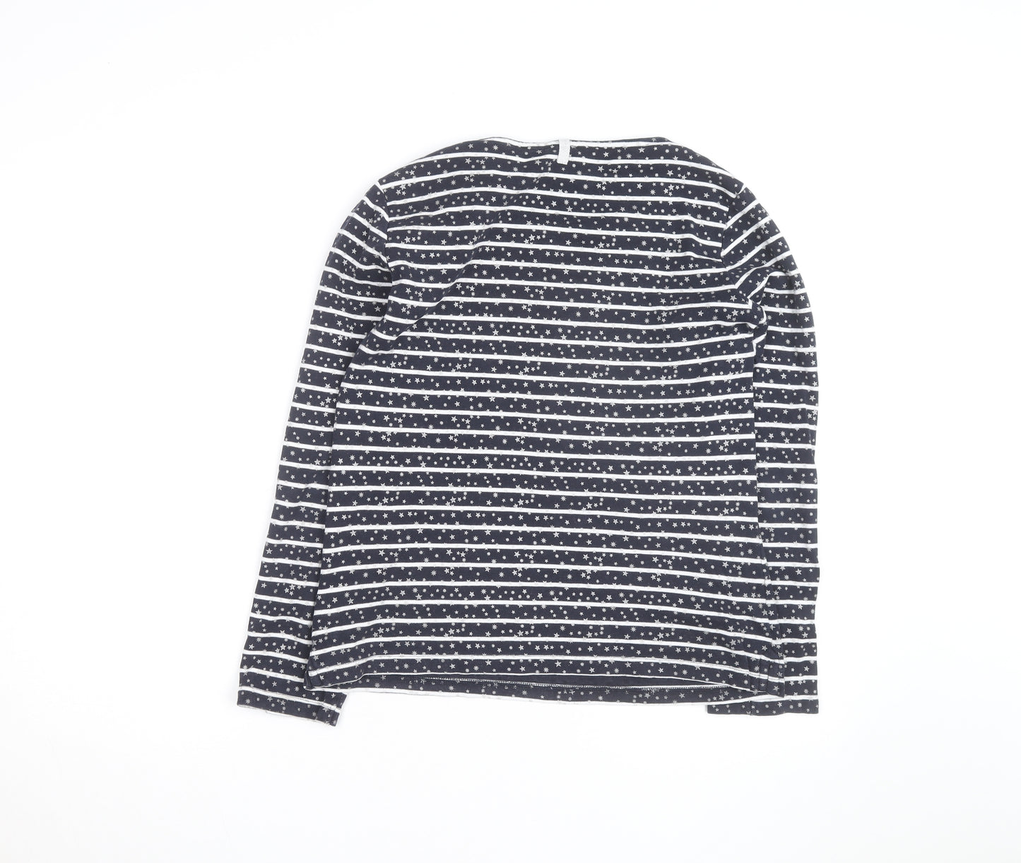 Crew Clothing Company Women’s Blue Striped Star Long Sleeve Cotton T-Shirt Size 12