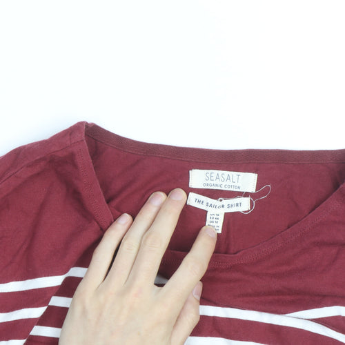 Seasalt Women's Red Stripe Organic Cotton Sailor Shirt Size 16