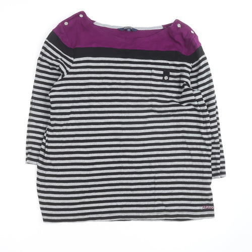 Maine New England Women's Multicoloured Striped 3/4 Sleeve Cotton T-Shirt Size 22