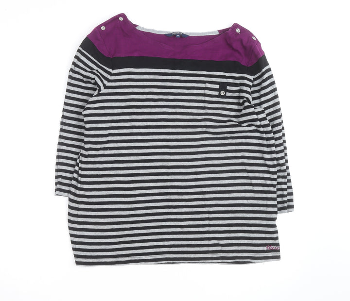 Maine New England Women's Multicoloured Striped 3/4 Sleeve Cotton T-Shirt Size 22