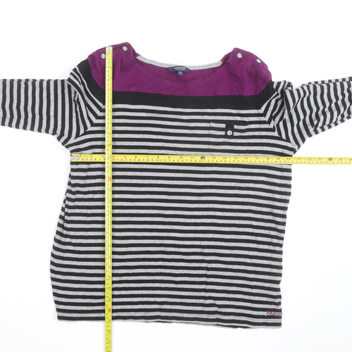 Maine New England Women's Multicoloured Striped 3/4 Sleeve Cotton T-Shirt Size 22