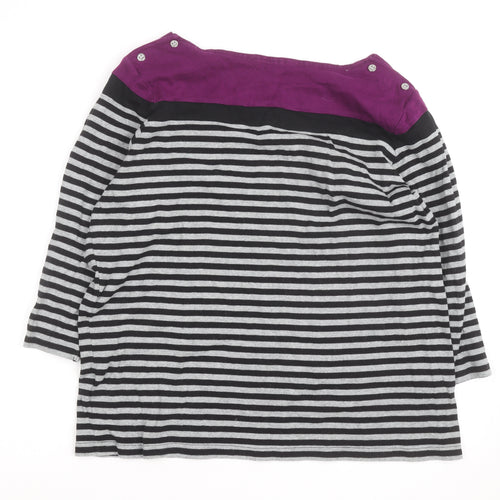 Maine New England Women's Multicoloured Striped 3/4 Sleeve Cotton T-Shirt Size 22