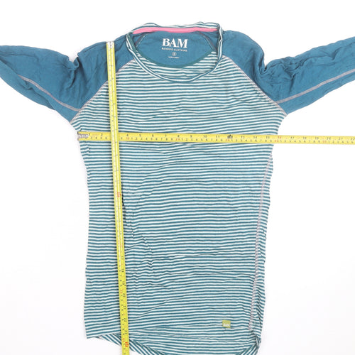 BAM Womens Blue Striped Bamboo Long Sleeve T-Shirt Size 8