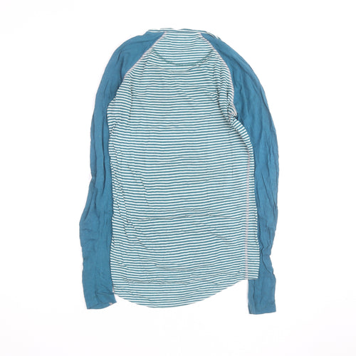 BAM Womens Blue Striped Bamboo Long Sleeve T-Shirt Size 8
