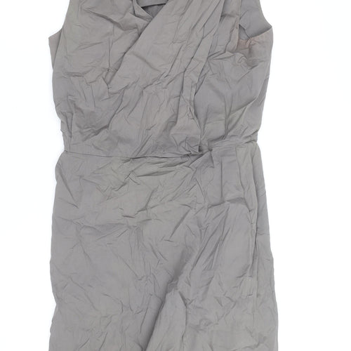 Piazza Sempione Women's Grey V-Neck Sleeveless Sheath Dress Size 10