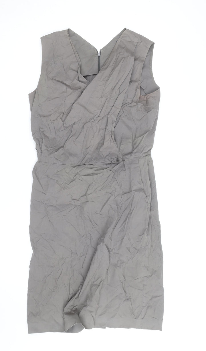 Piazza Sempione Women's Grey V-Neck Sleeveless Sheath Dress Size 10