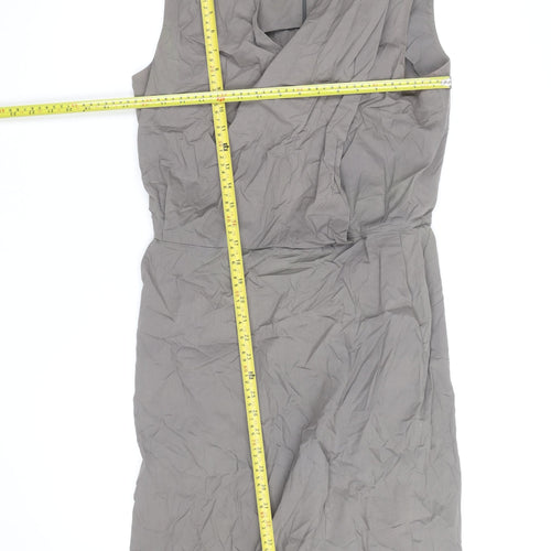 Piazza Sempione Women's Grey V-Neck Sleeveless Sheath Dress Size 10