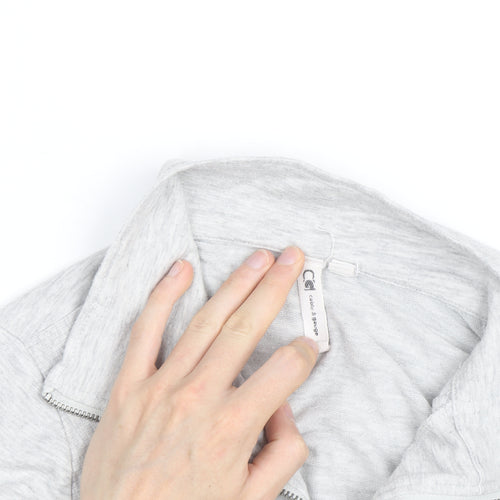 Cubic Square Men's Grey 1/2 Zip High Neck Lightweight Sweatshirt M