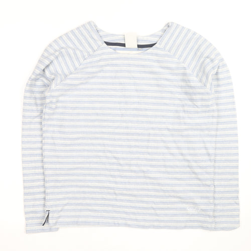 Weird Fish Womens Blue Striped Cotton Boat Neck Jumper Size 14