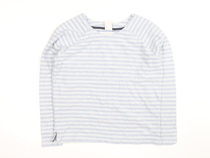 Weird Fish Womens Blue Striped Cotton Boat Neck Jumper Size 14