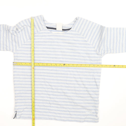 Weird Fish Womens Blue Striped Cotton Boat Neck Jumper Size 14