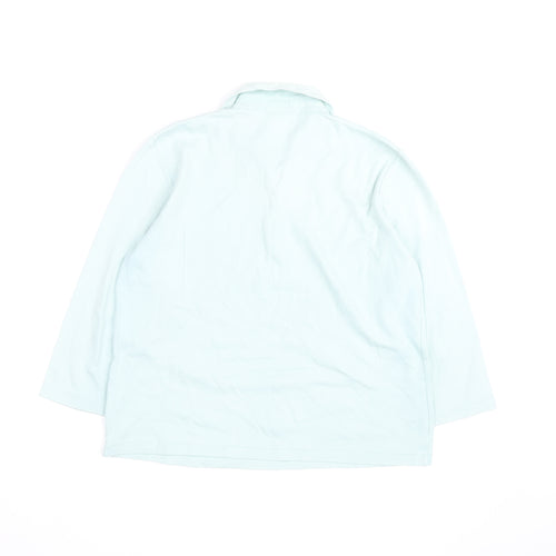 Jumper Womens Blue Cotton Long Sleeve Polo Shirt Size L