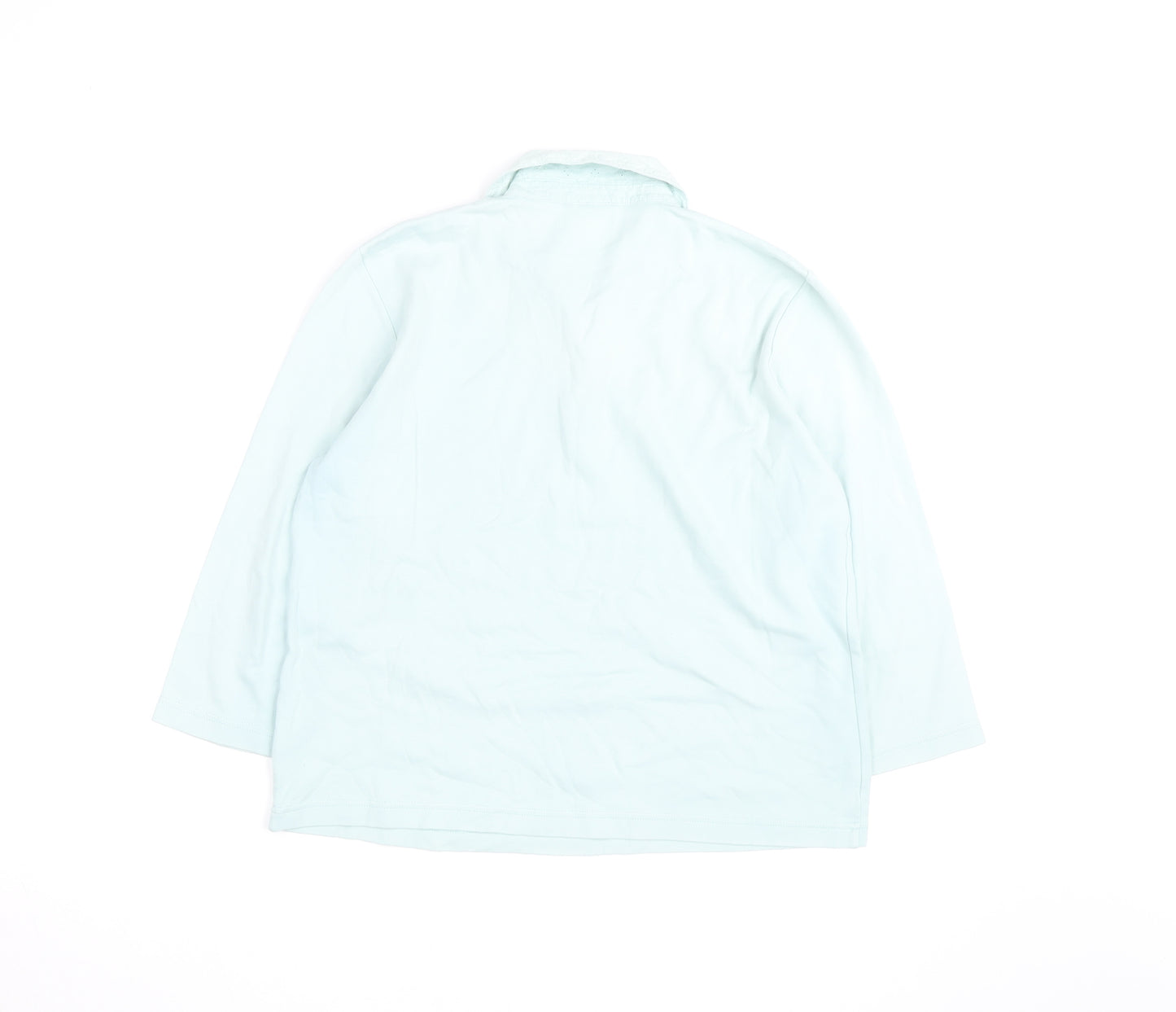 Jumper Womens Blue Cotton Long Sleeve Polo Shirt Size L