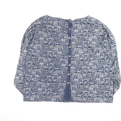 Mistral Women Blue City Print Cotton Tunic Blouse Size 18