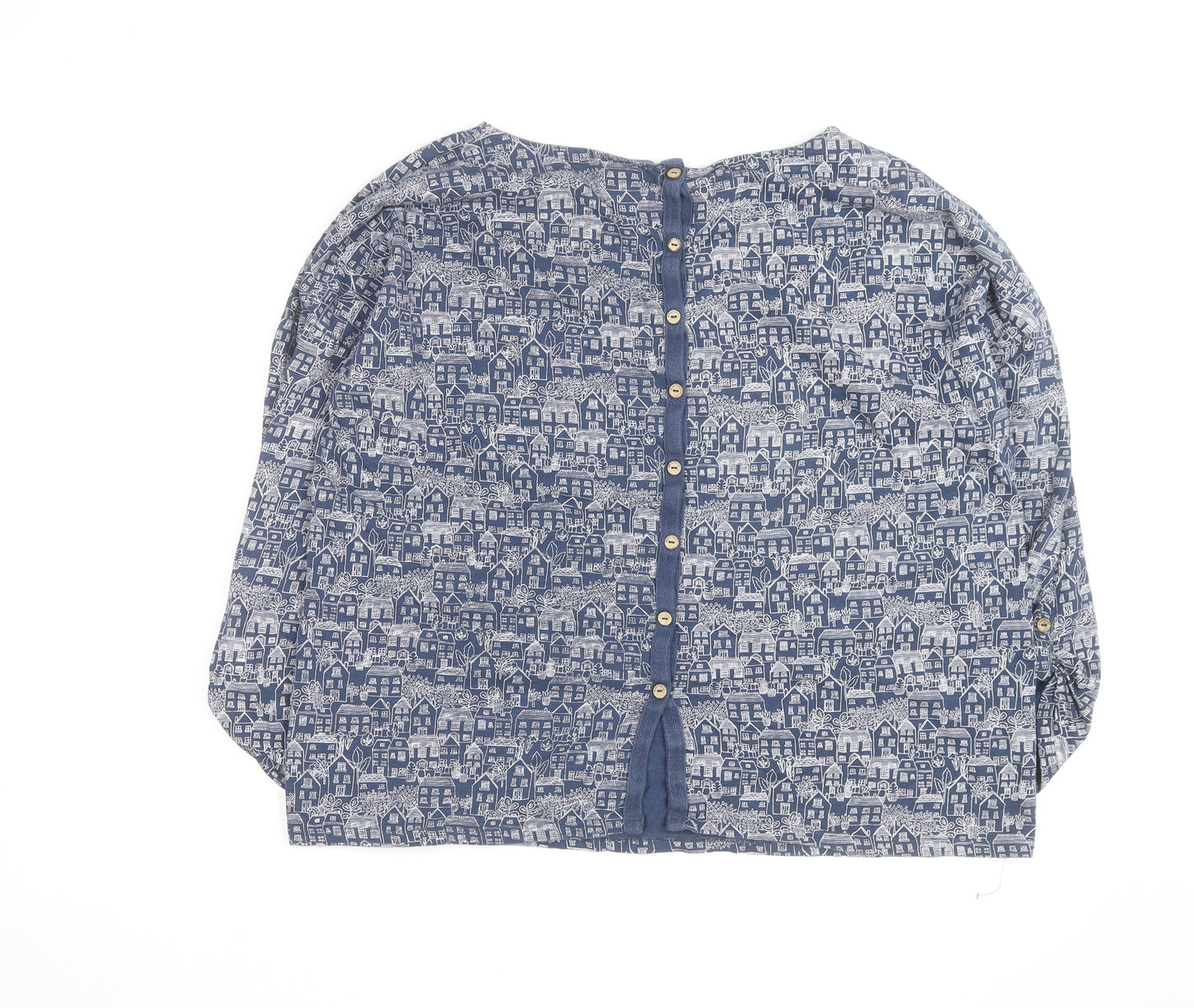 Mistral Women Blue City Print Cotton Tunic Blouse Size 18