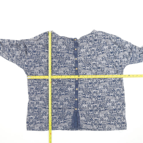 Mistral Women Blue City Print Cotton Tunic Blouse Size 18