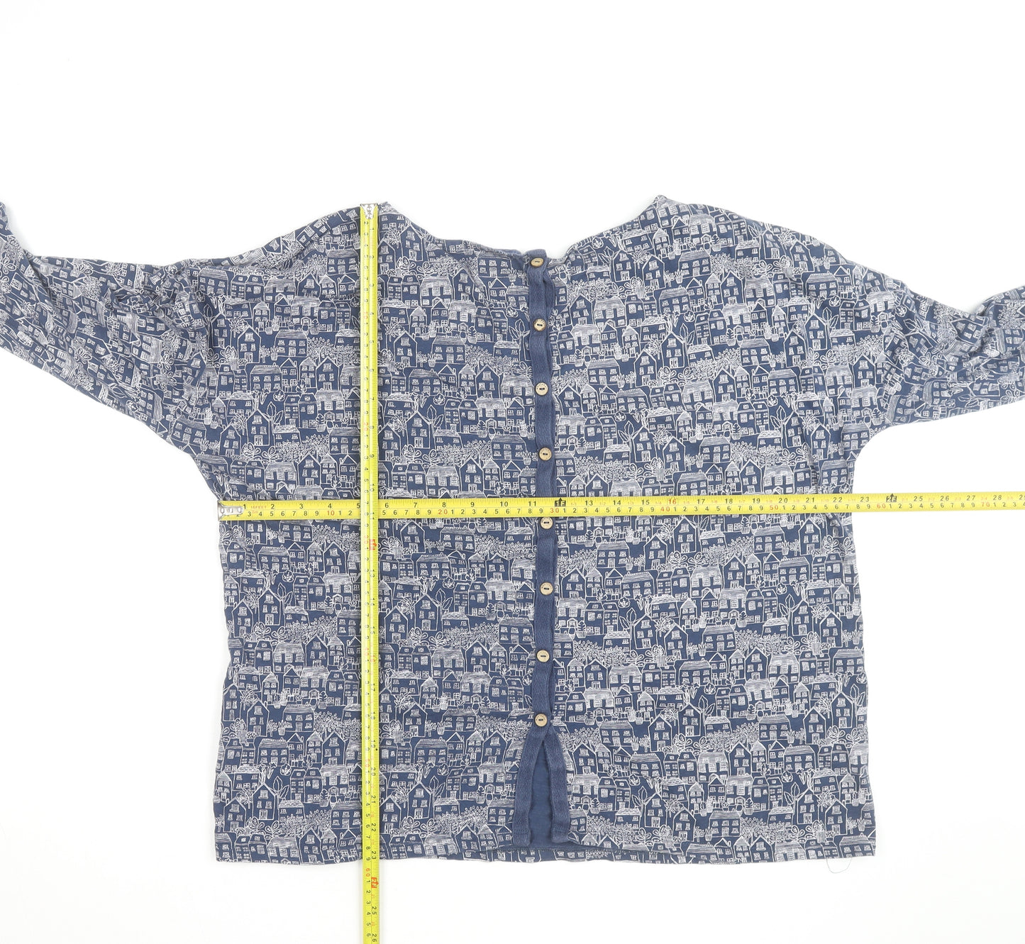 Mistral Women Blue City Print Cotton Tunic Blouse Size 18