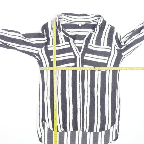 Next Women’s Blue White Striped Cotton Button-Up Tunic Shirt UK 10