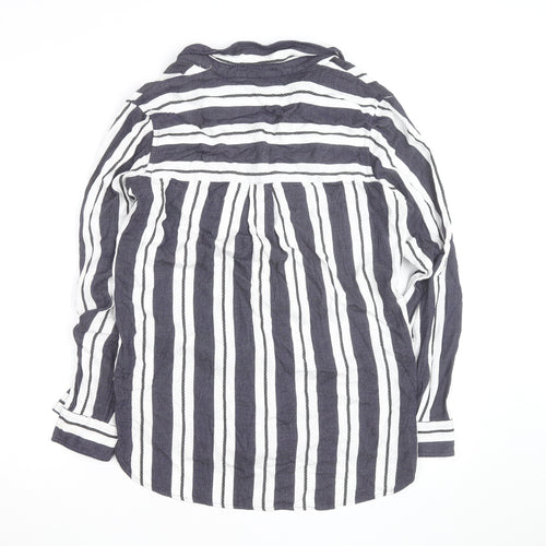 Next Women’s Blue White Striped Cotton Button-Up Tunic Shirt UK 10