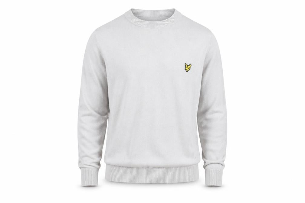 Front view of Lyle & Scott Men’s Grey Cotton Crew Neck Golf Jumper, size S