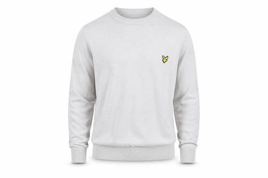 Front view of Lyle & Scott Men’s Grey Cotton Crew Neck Golf Jumper, size S