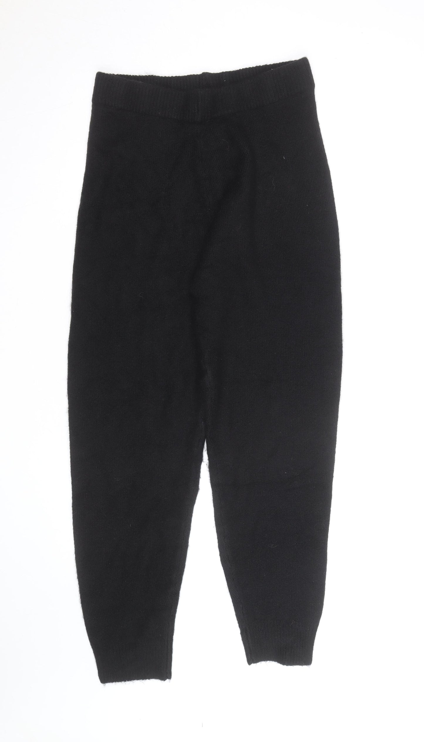 Accessorize Womens Black Wool Blend Knit Jogger Trousers Size M