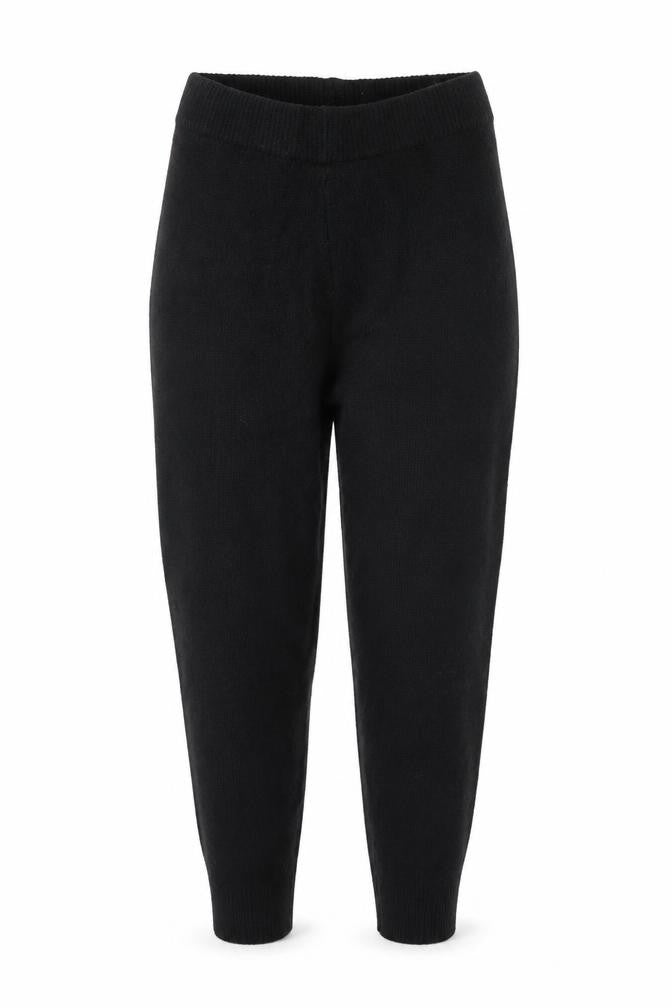 Front view of Accessorize women’s black wool blend knit jogger trousers, size M