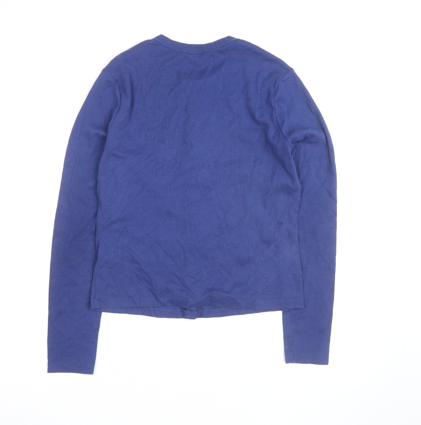 Jigsaw Women's Blue Cotton Crew Neck Button Cardigan Size M