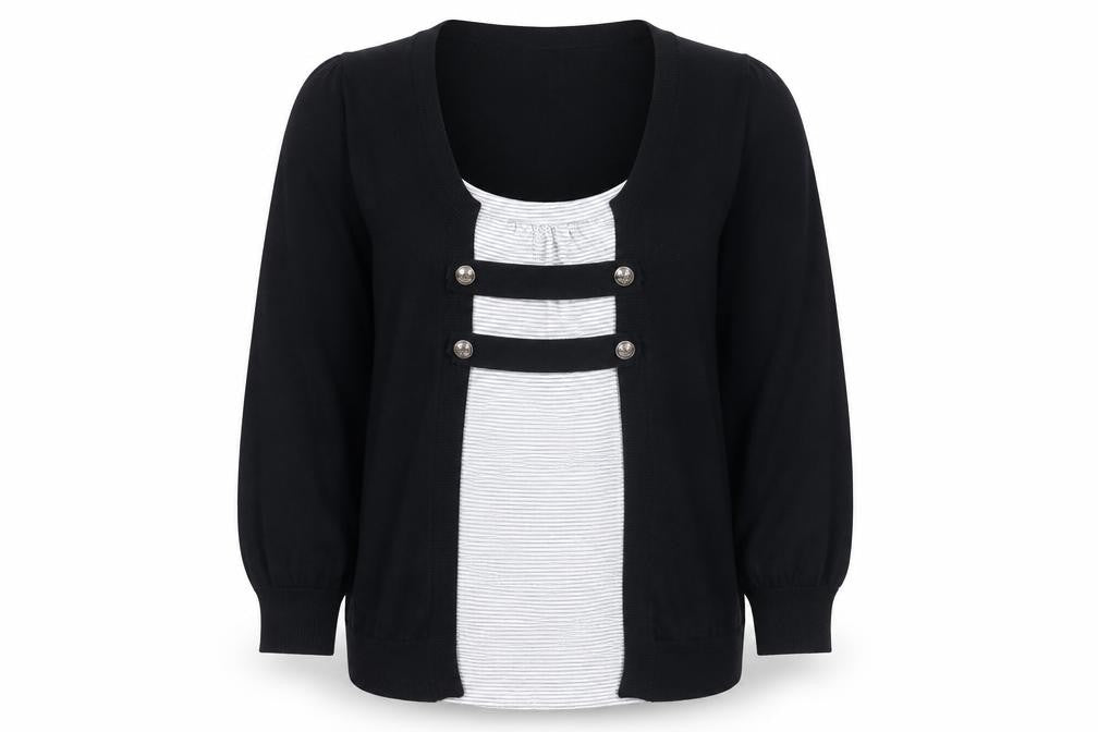 Front view of New Look women’s black, size UK 14, cardigan lightweight knit