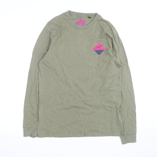 Barbour Men's Green Long Sleeve Cotton Graphic T-Shirt Size S