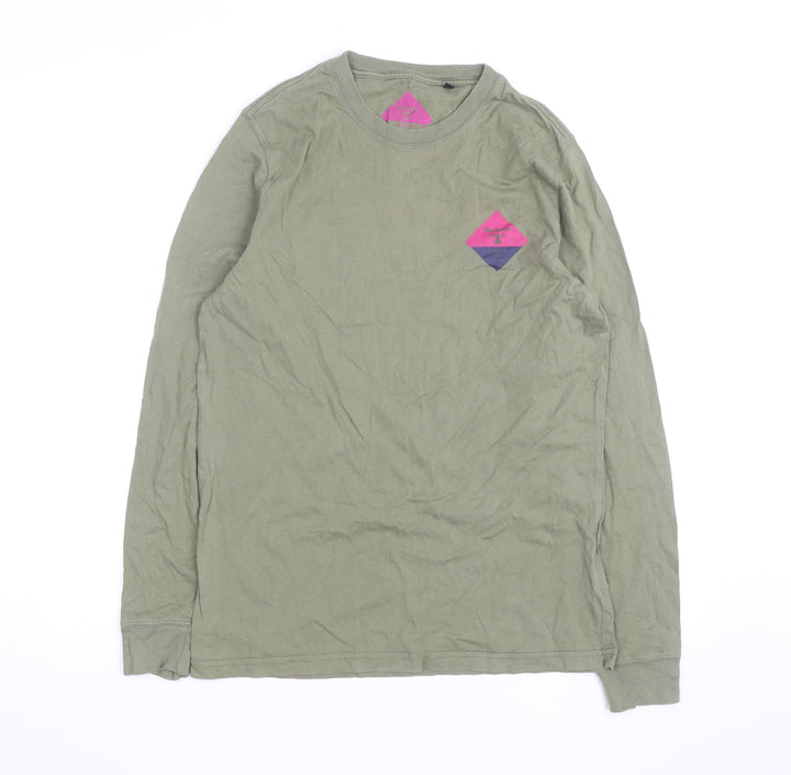 Barbour Men's Green Long Sleeve Cotton Graphic T-Shirt Size S