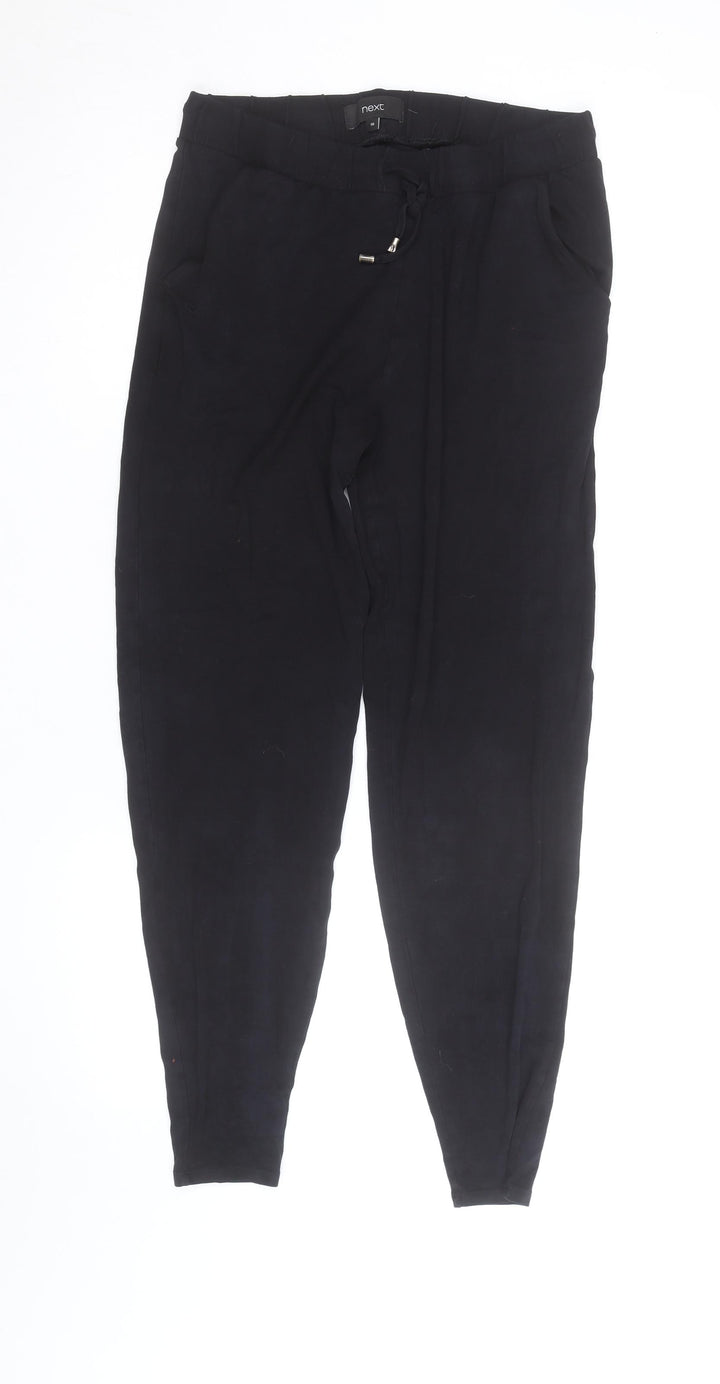 Next Women Black Viscose Jogger Trousers Size 10 Elastic Waist