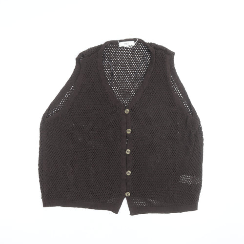 Marks and Spencer Women Brown Open Knit Cotton Vest XL