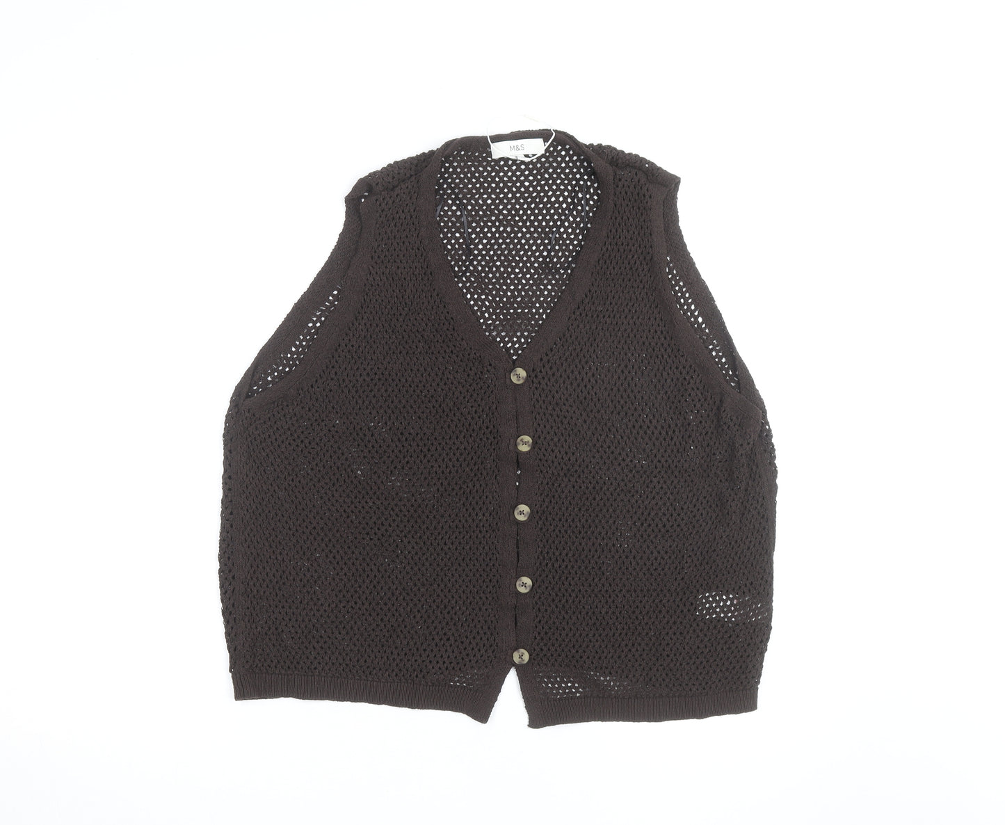 Marks and Spencer Women Brown Open Knit Cotton Vest XL
